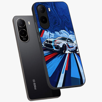 Drift Power Rush Glass Case displayed in angled mockup highlighting powerful drift car design with sporty aesthetic style.
