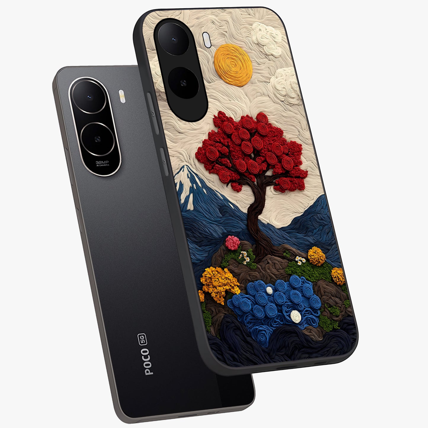 Eternal Nature Tapestry Glass Case displayed in angled mockup highlighting detailed botanical pattern with artistic aesthetic.
