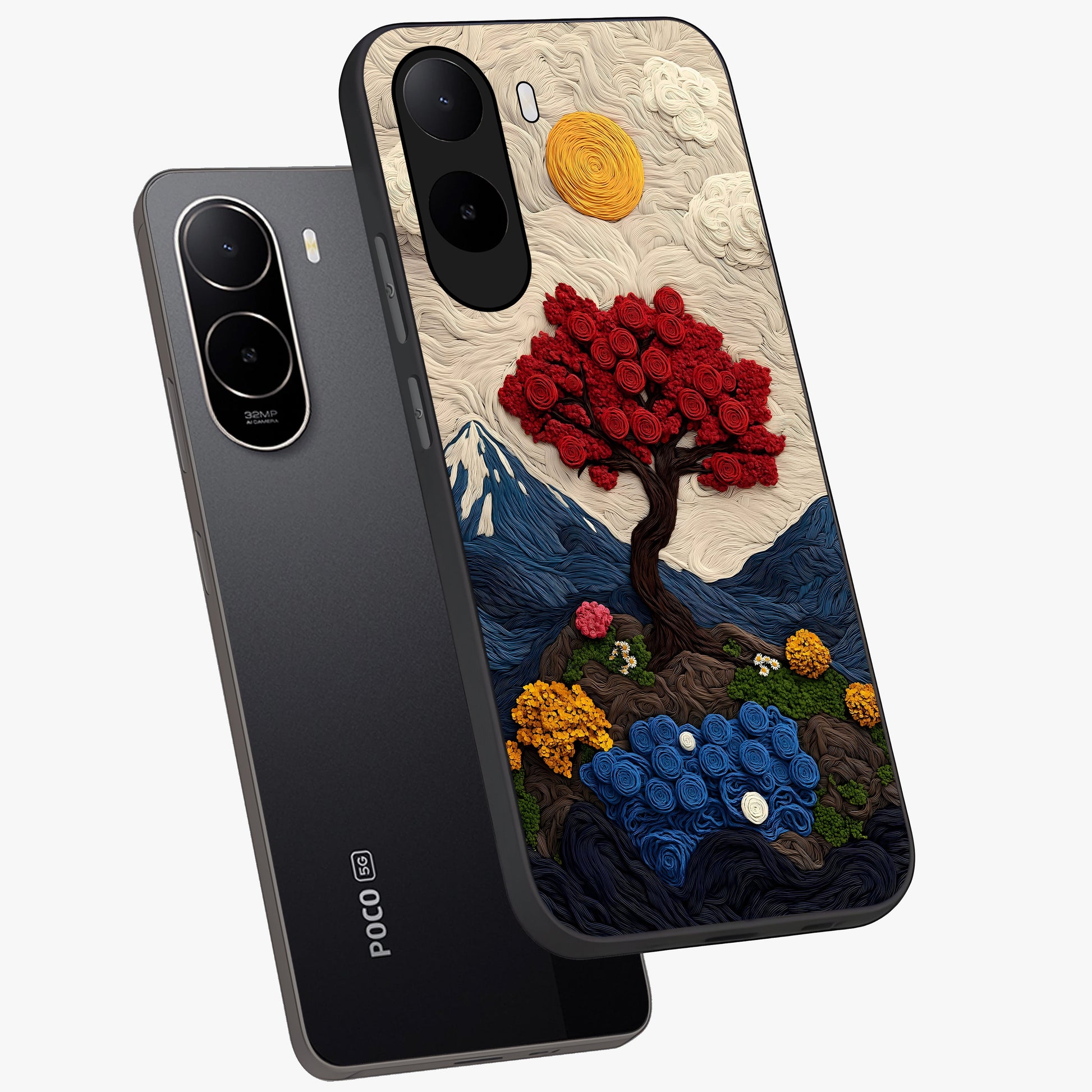 Eternal Nature Tapestry Glass Case displayed in angled mockup highlighting detailed botanical pattern with artistic aesthetic.