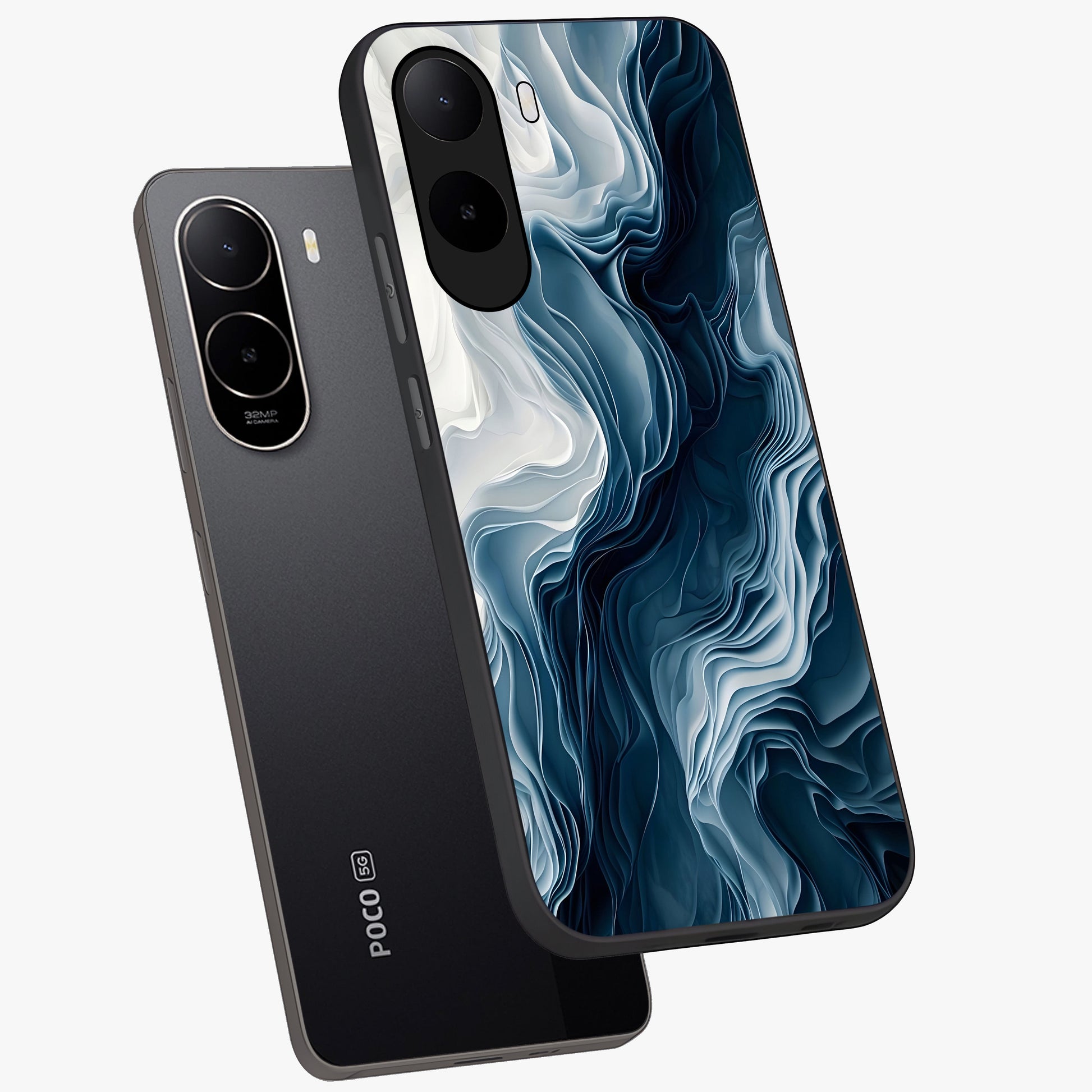 Ethereal Paper Marble Glass Case displayed in angled mockup highlighting elegant marble pattern with modern aesthetic style.