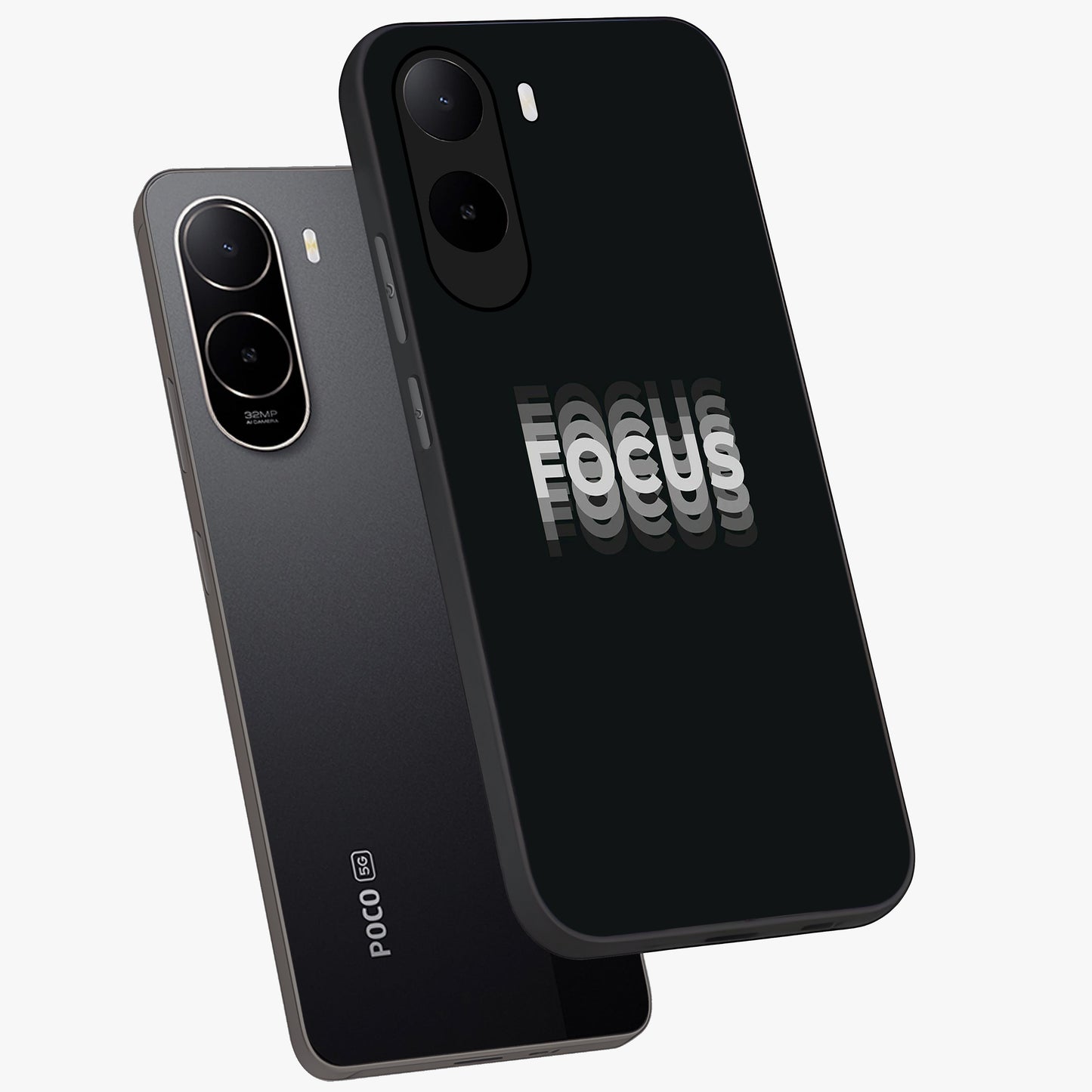 Focus Mode On Glass Case displayed in angled mockup highlighting clean minimal text artwork with modern aesthetic style.
