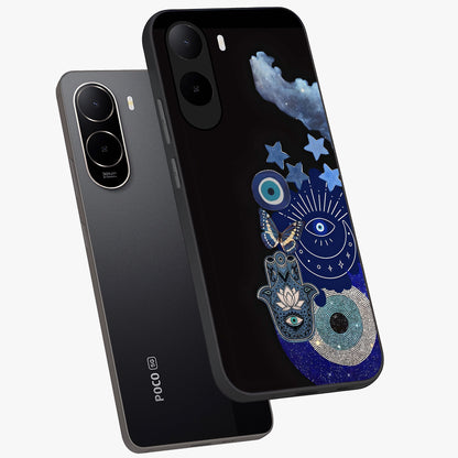 Galactic Charm Cluster Glass Case displayed in angled mockup highlighting luminous galaxy inspired design with dreamy aesthetic.