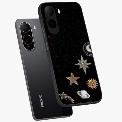 Galactic Charm Glow Glass Case displayed in angled mockup highlighting luminous galaxy inspired design with dreamy aesthetic.