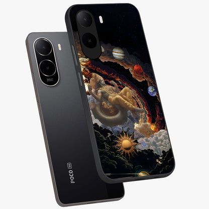 Galactic Divine God Glass Case displayed in angled mockup highlighting powerful celestial deity illustration with galactic aesthetic.