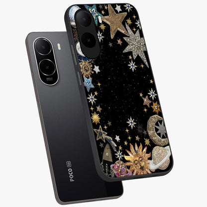 Galactic Jewel Stars Glass Case displayed in angled mockup highlighting shining celestial star design with cosmic aesthetic style.