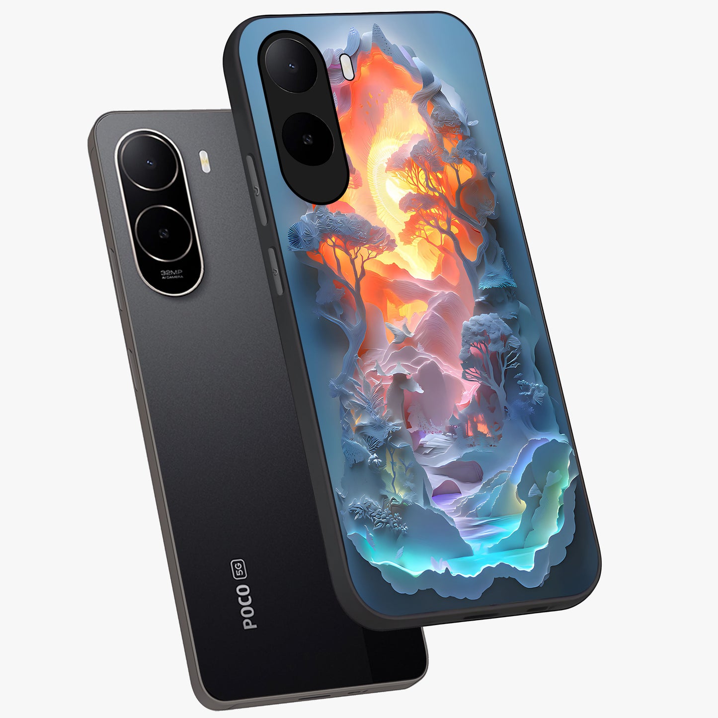 Glow Forest Portal Glass Case displayed in angled mockup highlighting mystical forest design with magical glowing aesthetic.