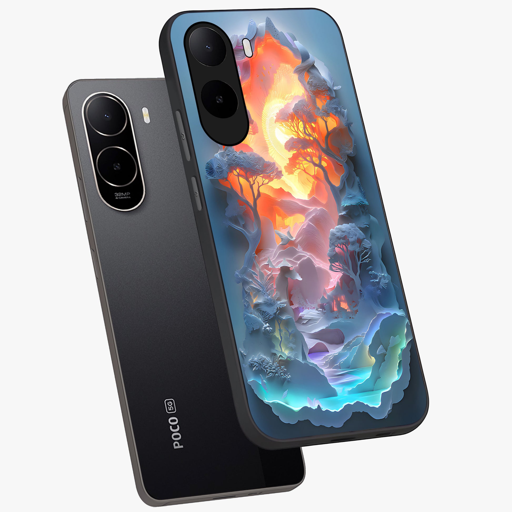 Glow Forest Portal Glass Case displayed in angled mockup highlighting mystical forest design with magical glowing aesthetic.