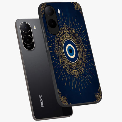 Golden Celestial Charm Glass Case displayed in angled mockup highlighting sparkling cosmic charm design with celestial aesthetic.
