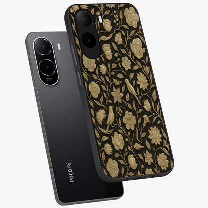 Golden Evil Eye Mandala Glass Case displayed in angled mockup highlighting protective evil eye symbol with golden mandala design.