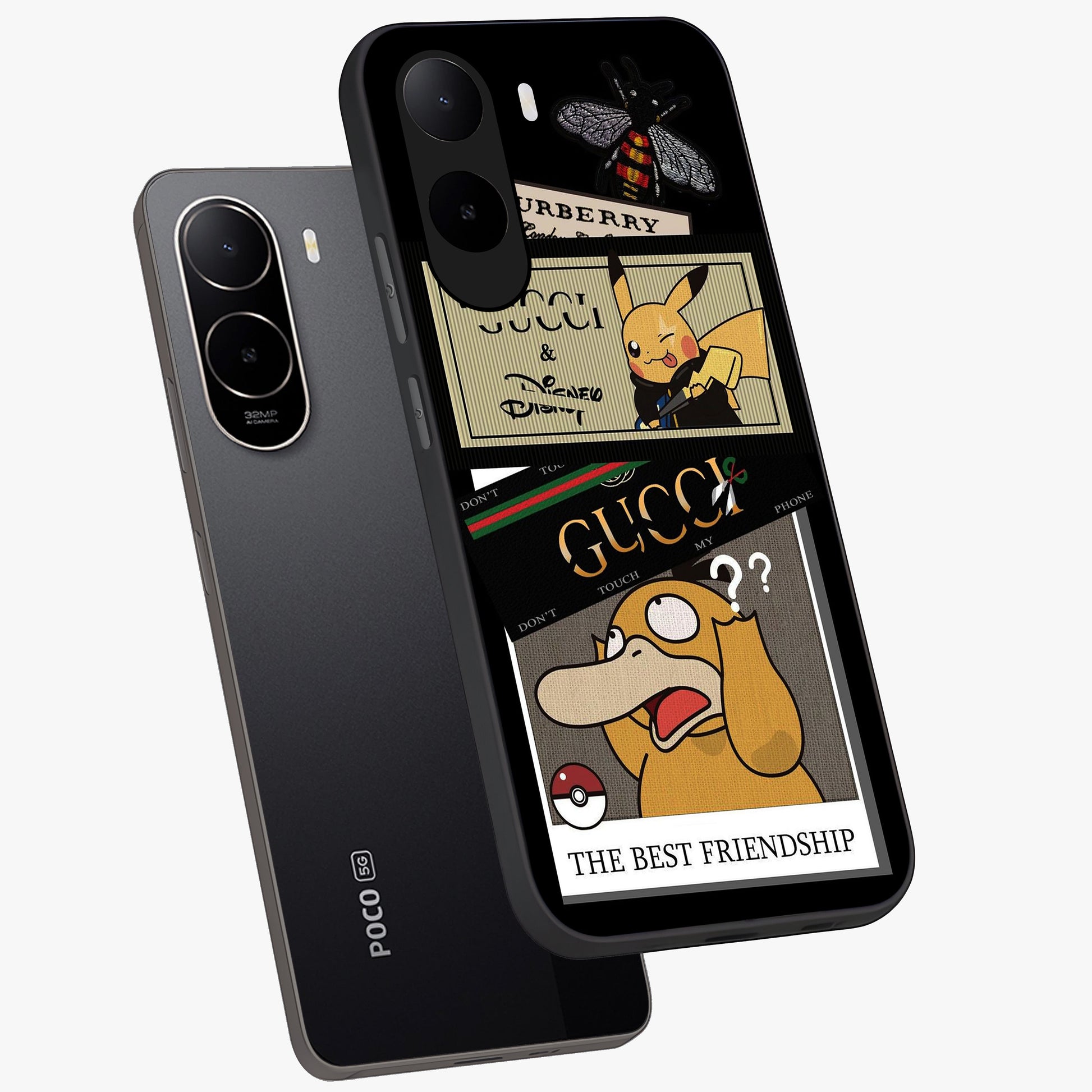 Gucci Play Mashup Glass Case displayed in angled mockup highlighting stylish fashion mashup design with bold aesthetic.