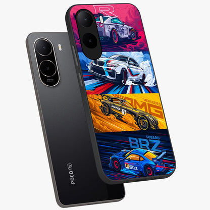 JDM Sports Car Glass Case displayed in angled mockup highlighting sleek Japanese racing car design with automotive aesthetic.