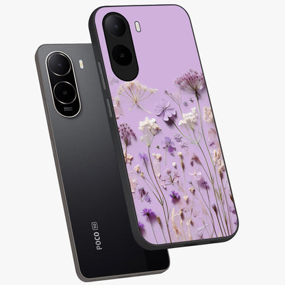 Lavender Blossom Dream Glass Case displayed in angled mockup highlighting dreamy lavender flower design with calming aesthetic style.