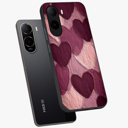 Layered Paper Hearts Glass Case displayed in angled mockup highlighting creative paper craft heart design with romantic aesthetic.