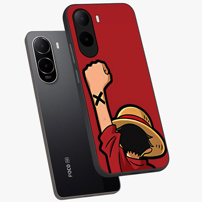 Luffy X Spirit Glass Case displayed in angled mockup highlighting powerful anime design with energetic action aesthetic.