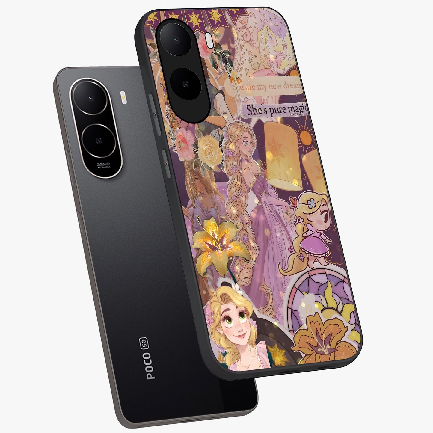 Magical Tangled Dream Glass Case displayed in angled mockup highlighting whimsical fantasy design with magical aesthetic.