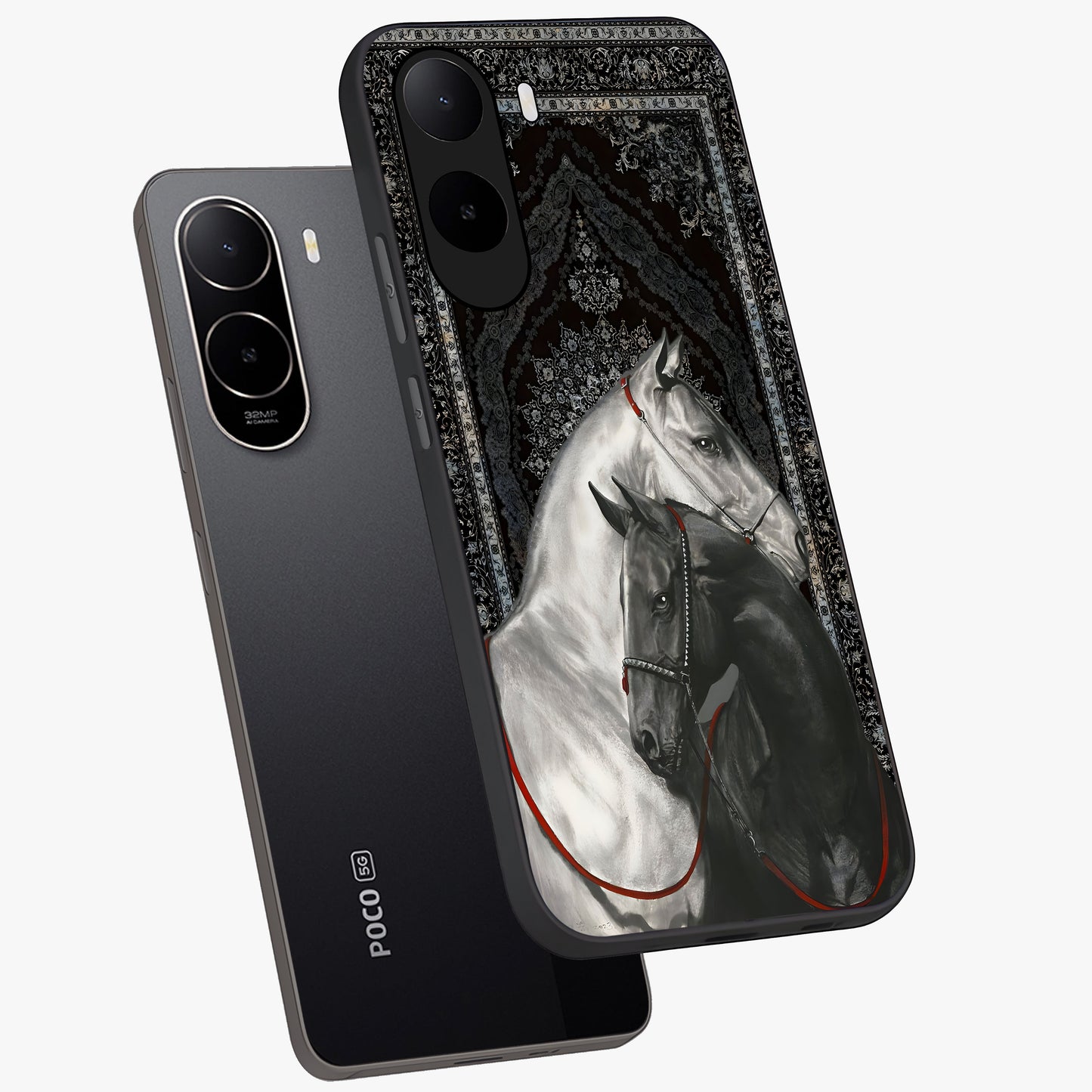 Majestic Ride Legacy Glass Case displayed in angled mockup highlighting sleek vehicle design with bold racing aesthetic.
