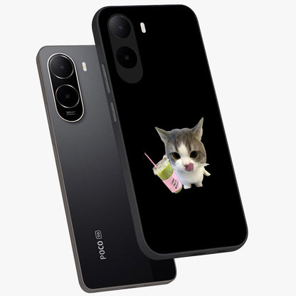 Matcha Cat Style Glass Case displayed in angled mockup highlighting playful feline design with pastel matcha aesthetic.