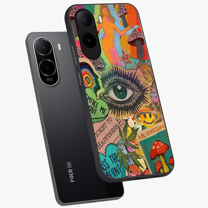 Mystic Eye Wonderland Glass Case displayed in angled mockup highlighting magical eye illustration with dreamy aesthetic.