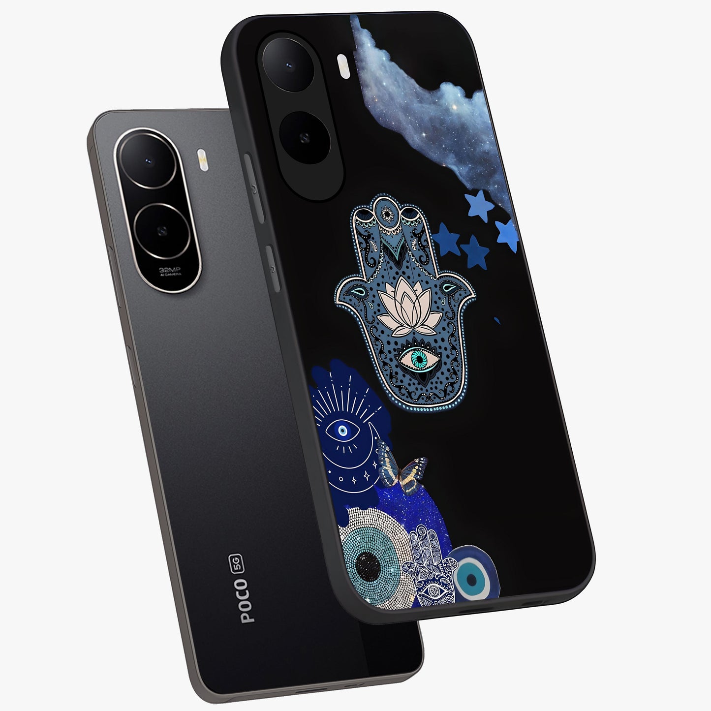 Mystic Hand Aura Glass Case displayed in angled mockup highlighting magical aura design with spiritual aesthetic style.