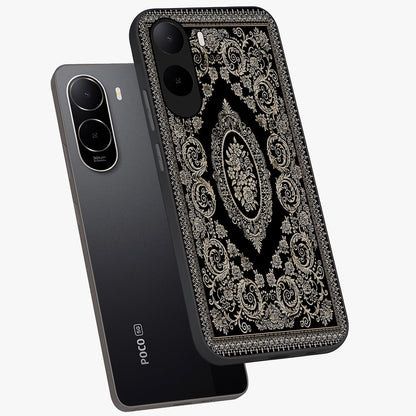 Noir Bloom Elegance Glass Case displayed in angled mockup highlighting refined flower design with stylish noir aesthetic.