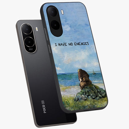 Peace Beyond War Glass Case displayed in angled mockup highlighting meaningful message design with artistic aesthetic style.