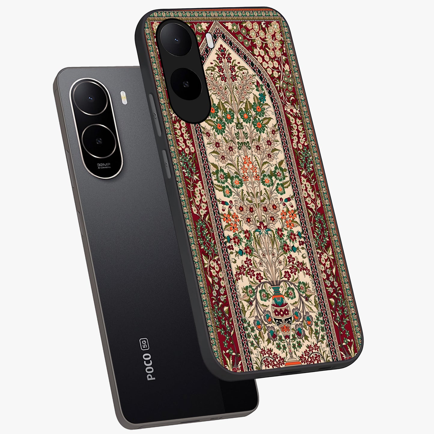 Persian Inspired Glass Case displayed in angled mockup highlighting intricate traditional design with elegant cultural aesthetic.
