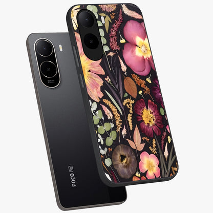 Petal Dream Tapestry Glass Case displayed in angled mockup highlighting decorative petal pattern with elegant botanical aesthetic.