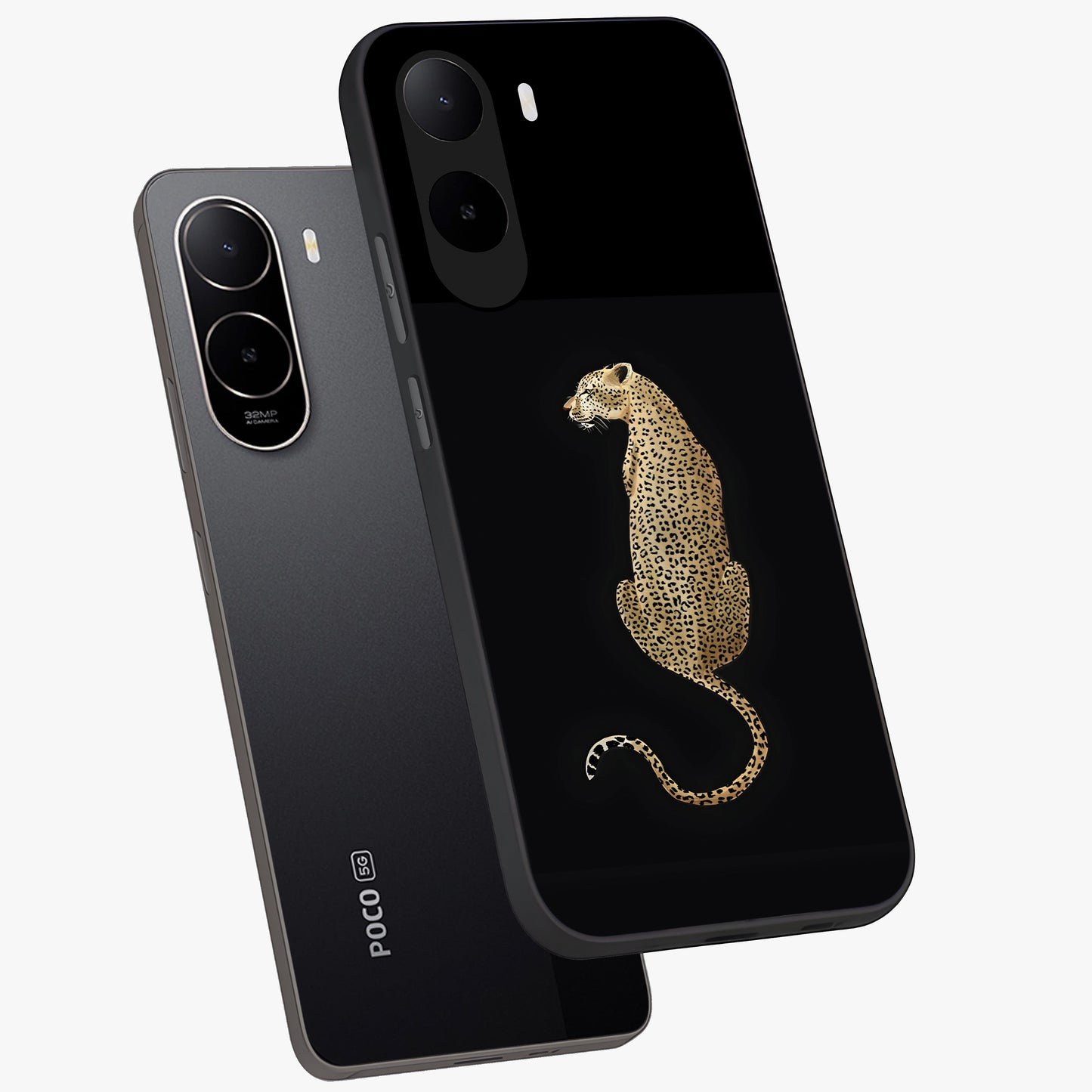Regal Leopard Glass Case displayed in angled mockup highlighting powerful animal illustration with stylish wild aesthetic.