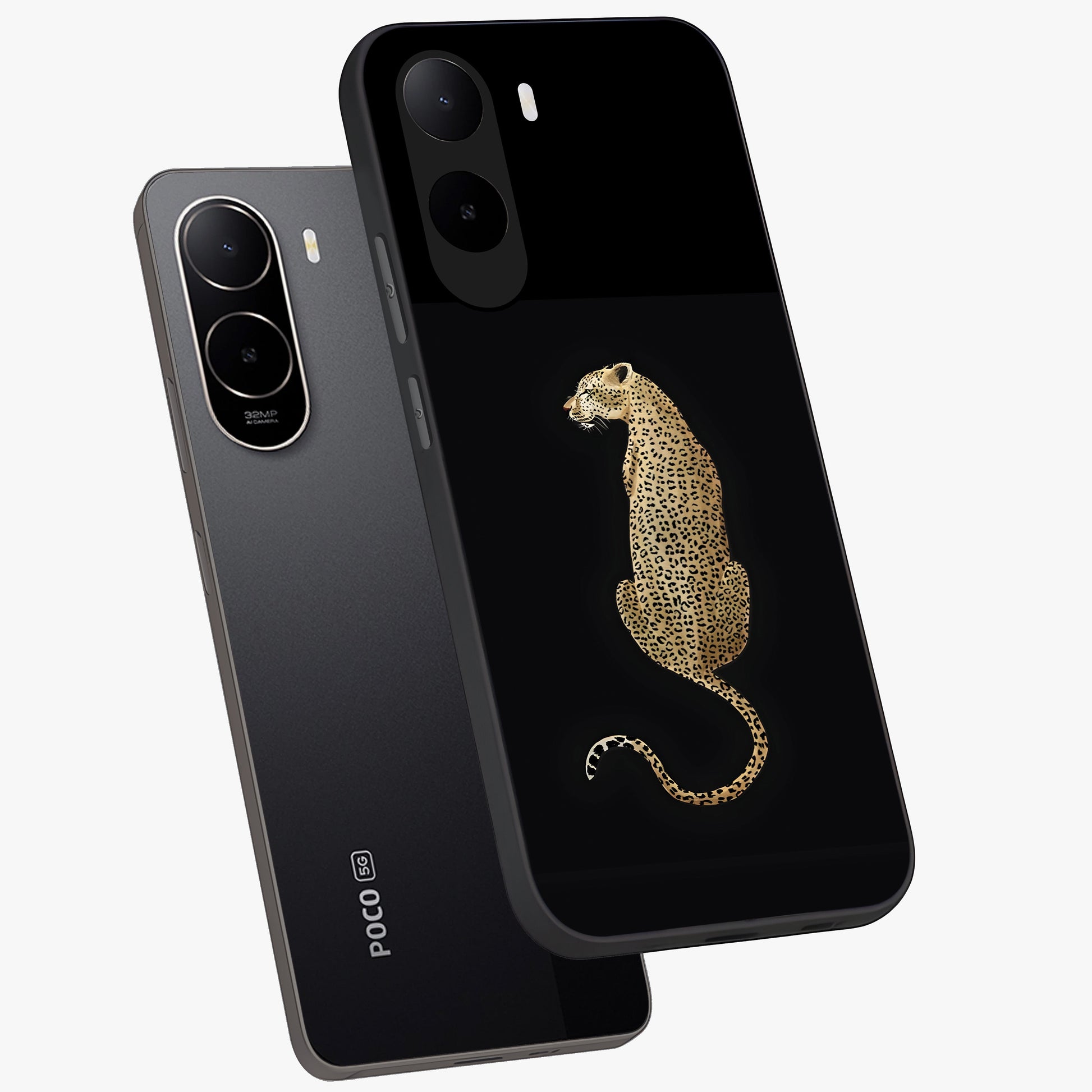 Regal Leopard Glass Case displayed in angled mockup highlighting powerful animal illustration with stylish wild aesthetic.