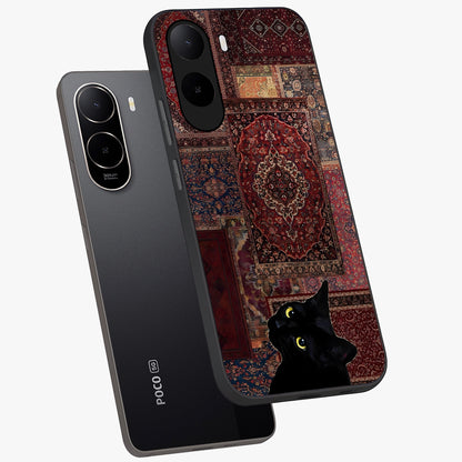 Regal Magic Cat Apple Glass Case displayed in angled mockup highlighting whimsical feline design with fantasy aesthetic.