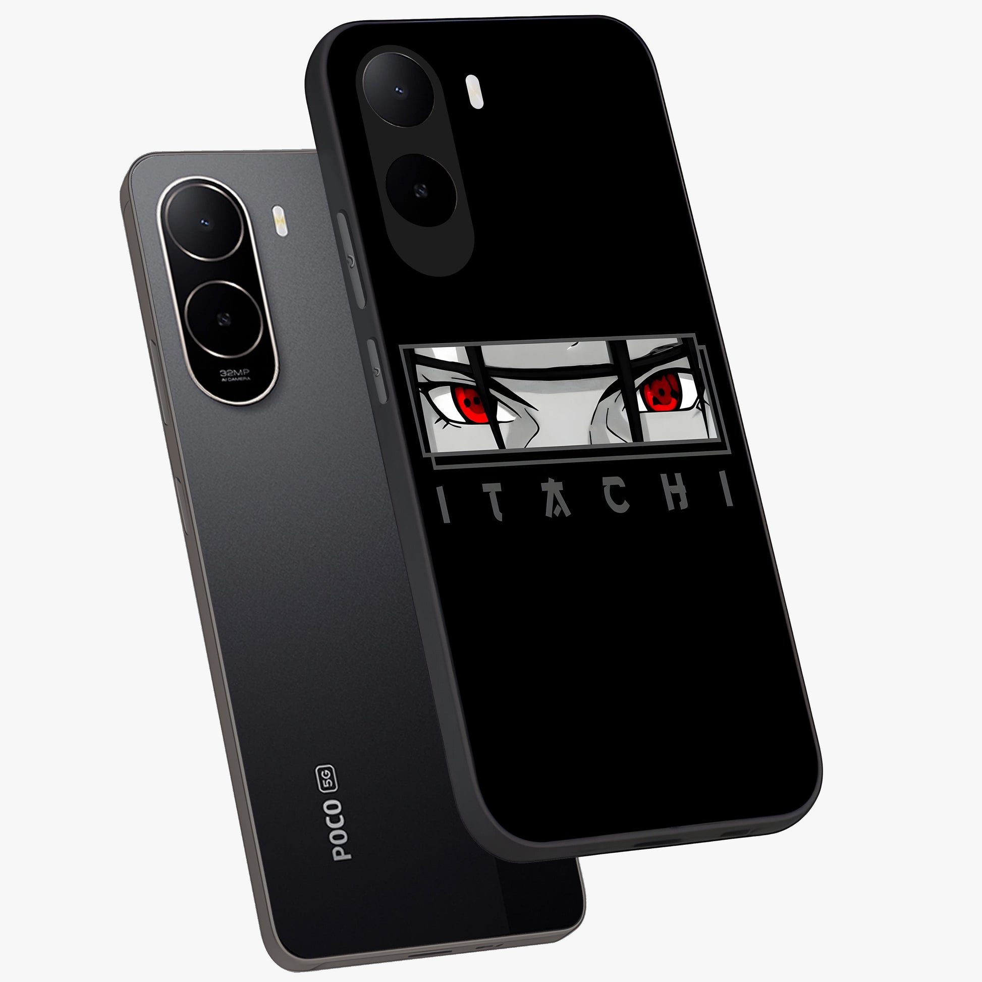 Scarlet Gaze Dominance Glass Case displayed in angled mockup highlighting intense visual design with bold scarlet aesthetic.