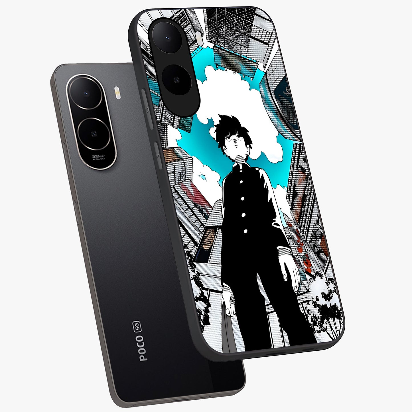 Silent Psychic Awakening Glass Case displayed in angled mockup highlighting spiritual awakening design with cosmic aesthetic.