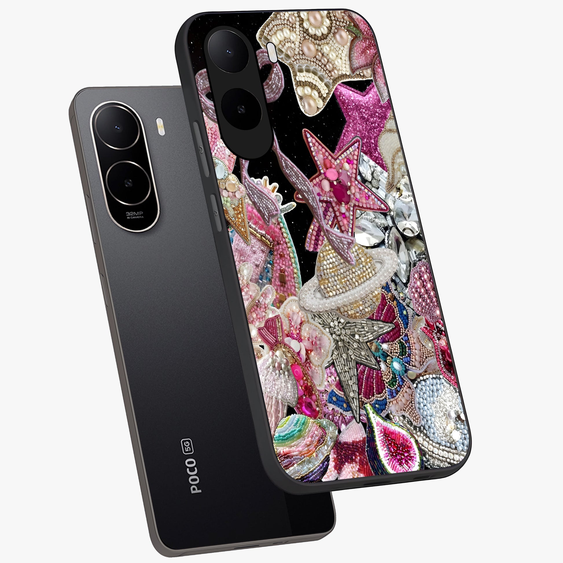 Starlit Jewel Dream Glass Case displayed in angled mockup highlighting glowing celestial jewel design with dreamy aesthetic.