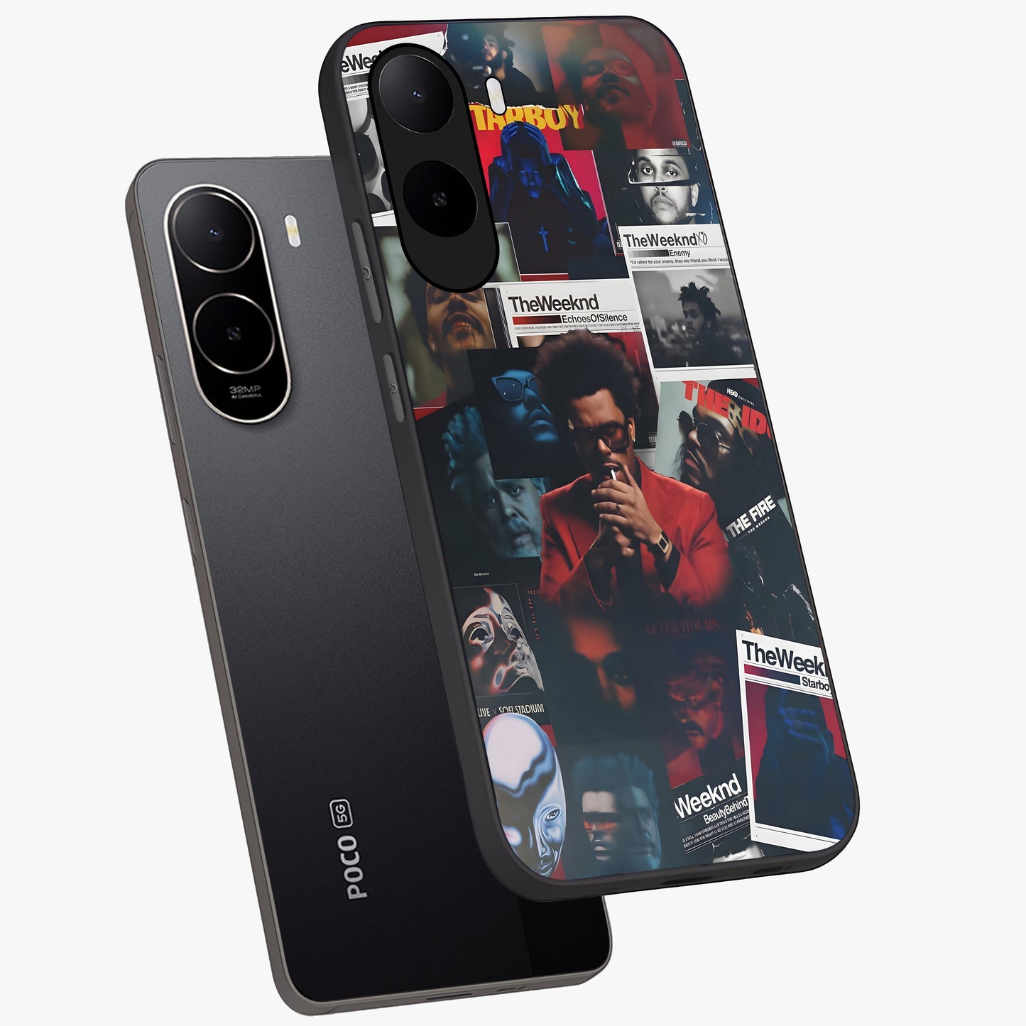 The Weeknd Glass Case displayed in angled mockup highlighting stylish pop culture inspired design with modern aesthetic.