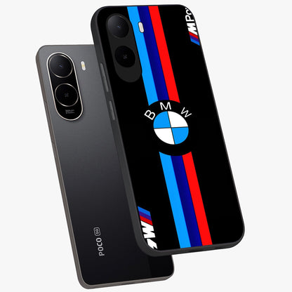 Turbo BMW Beast Glass Case displayed in angled mockup highlighting sleek racing car design with bold automotive aesthetic.