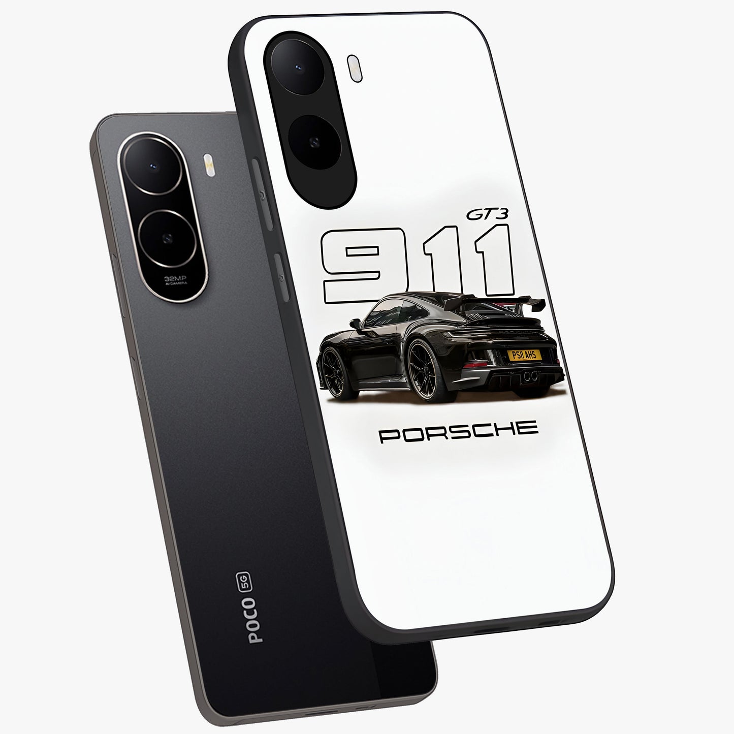 Turbo Legacy Icon Glass Case displayed in angled mockup highlighting dynamic automotive design with performance aesthetic.
