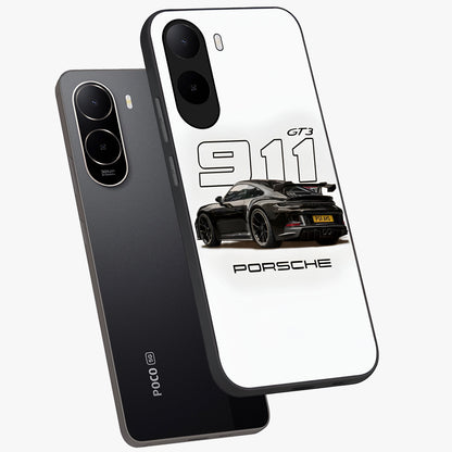 Turbo Legacy Icon Glass Case displayed in angled mockup highlighting dynamic automotive design with performance aesthetic.