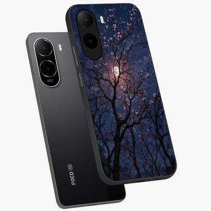 Twilight Sakura Serenade Glass Case displayed in angled mockup highlighting delicate sakura flower design with dreamy aesthetic.