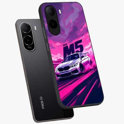 Velocity Drift Pulse Glass Case displayed in angled mockup highlighting dynamic drift design with sporty automotive aesthetic.