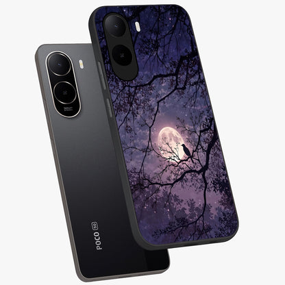Whispering Moon Silence Glass Case displayed in angled mockup highlighting calm lunar design with dreamy night aesthetic.
