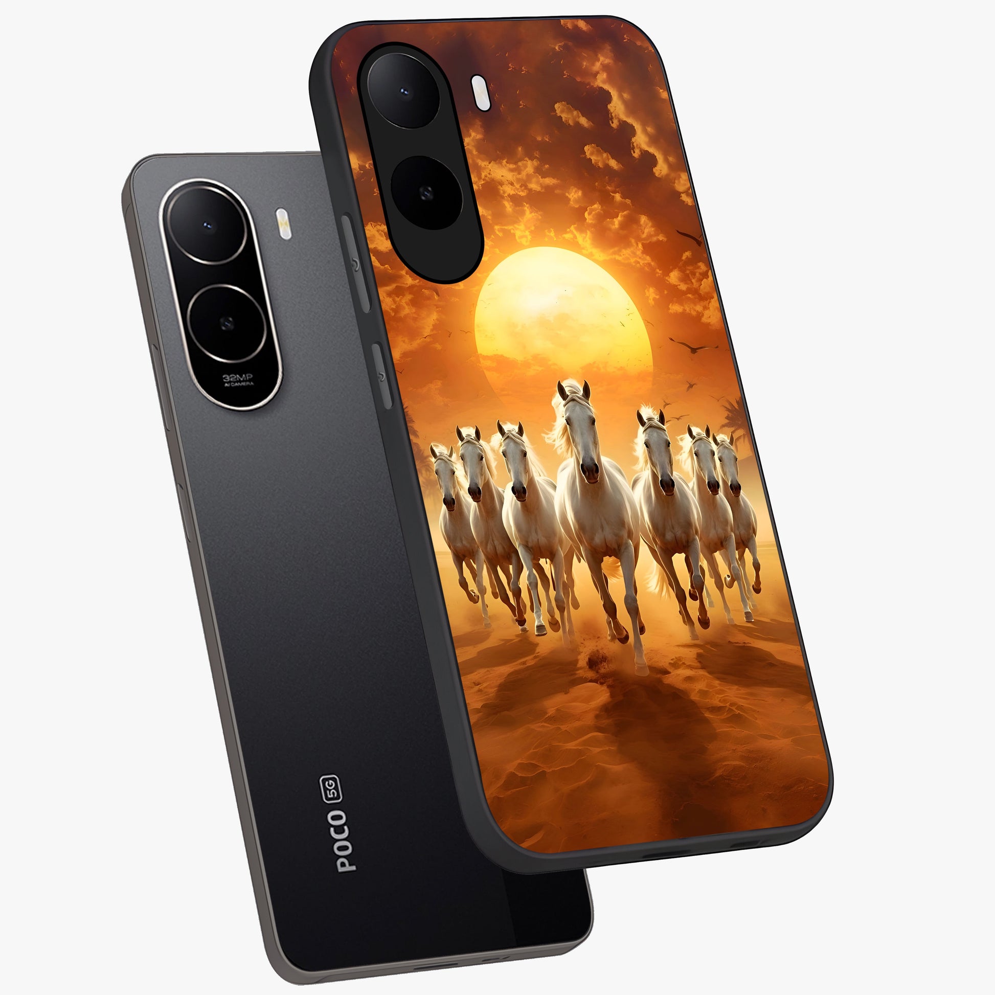 Wild Sunset Majesty Glass Case displayed in angled mockup highlighting vibrant sunset sky design with scenic aesthetic.
