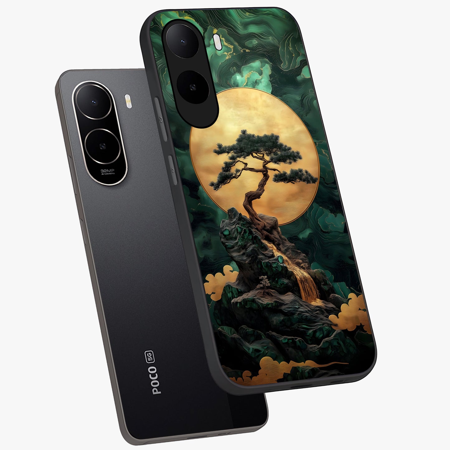 Zen Moon Rise Glass Case displayed in angled mockup highlighting peaceful lunar design with zen aesthetic style.