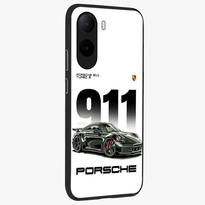 911 Turbo Dominance Glass Case upright perspective showcasing powerful racing design and modern automotive aesthetic.