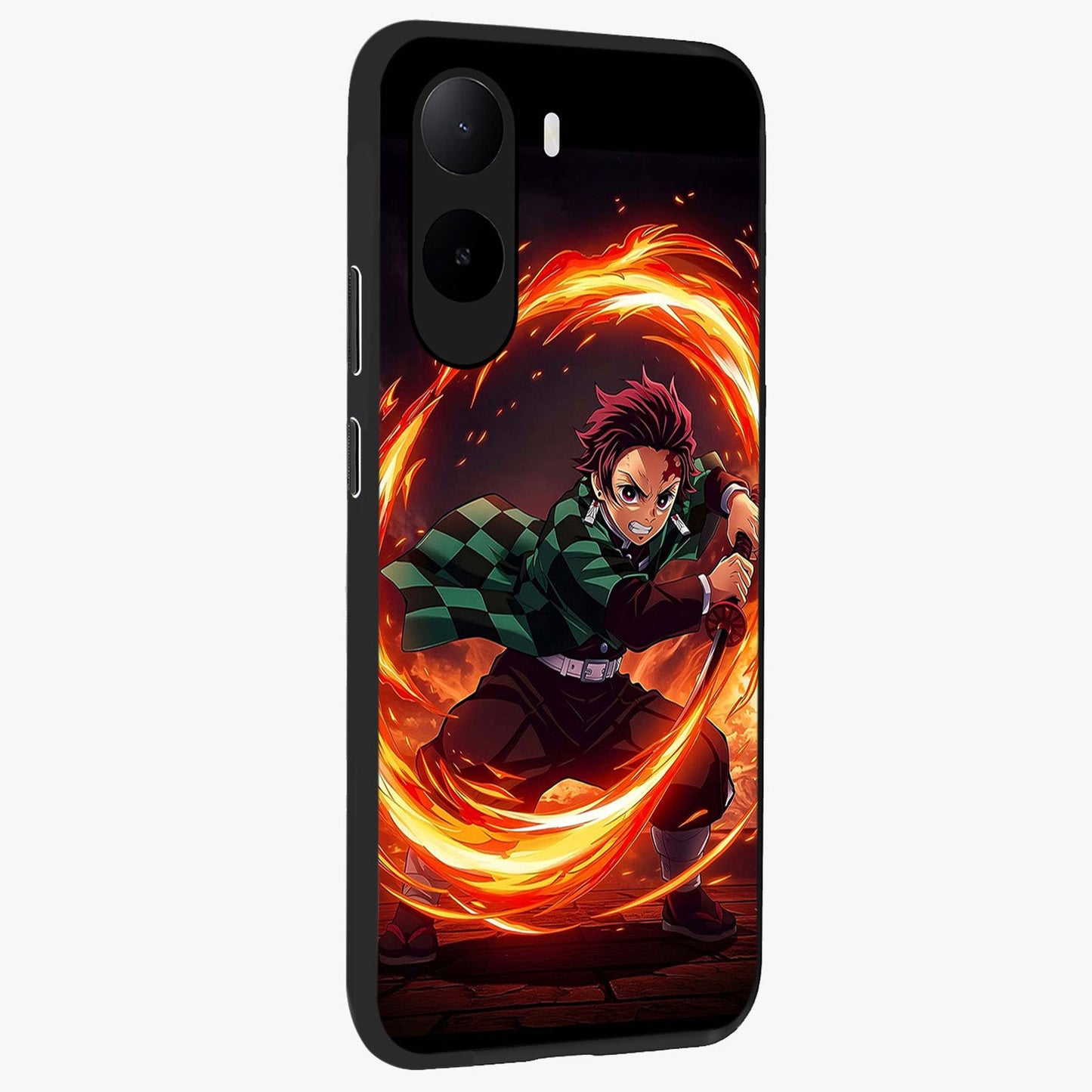 Blazing Sword Resolve Glass Case upright view showcasing dramatic warrior inspired artwork with intense visual style.