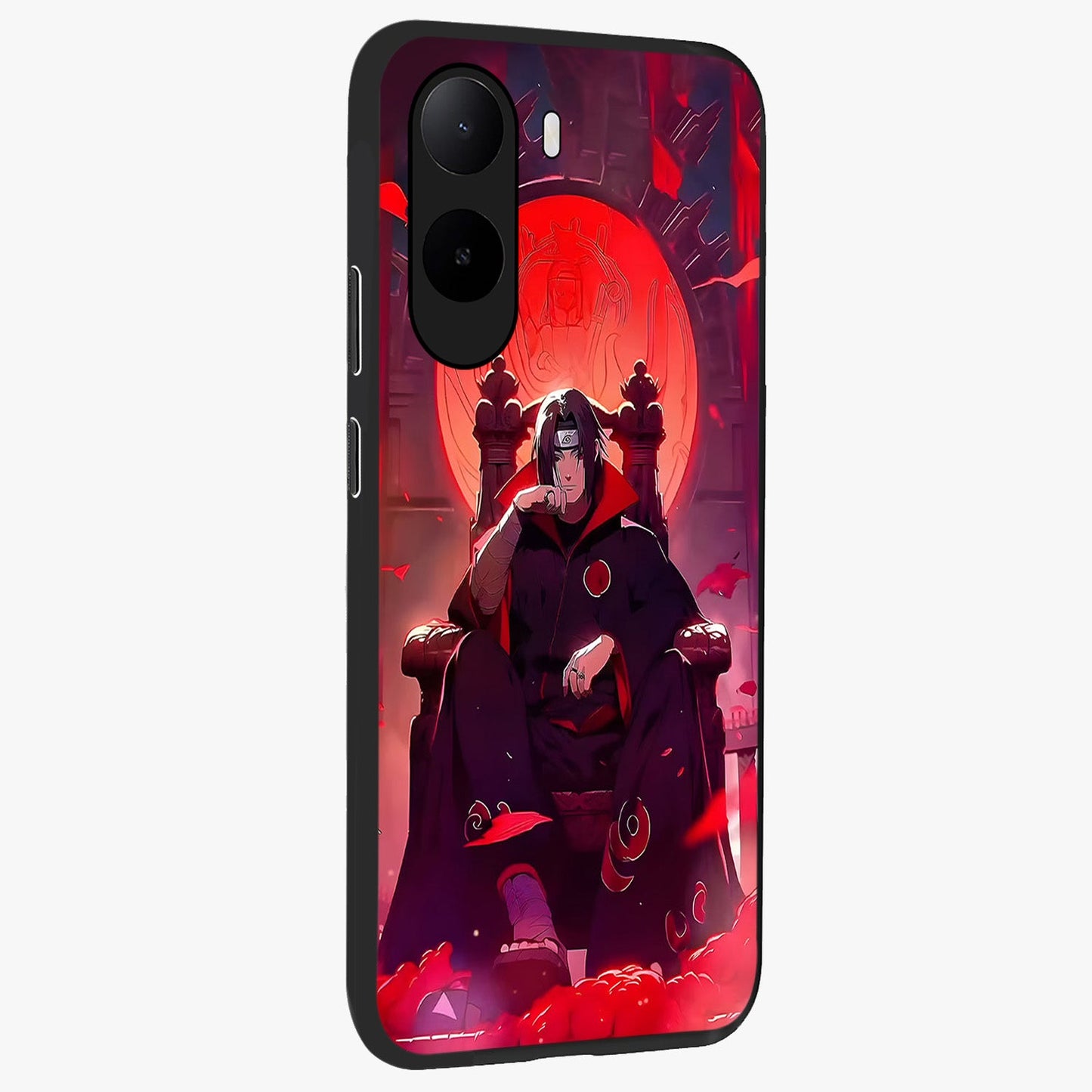 Blood Moon Sovereign Glass Case upright view showcasing powerful moon inspired artwork with cosmic aesthetic style.
