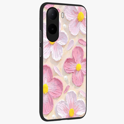 Blush Bloom Texture Glass Case upright view showcasing delicate blush floral texture with modern minimal style.