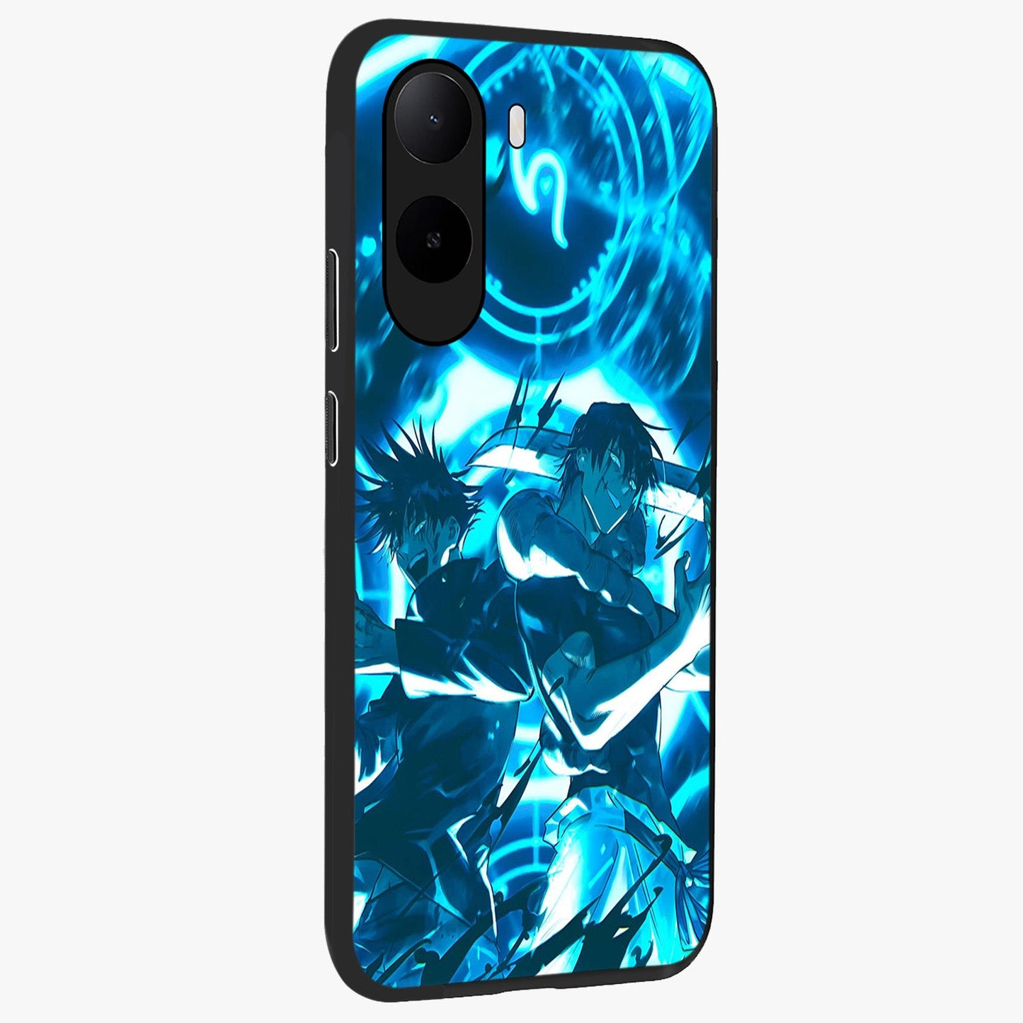 Cursed Energy Clash Glass Case upright view showcasing dramatic clash artwork with bold supernatural theme.
