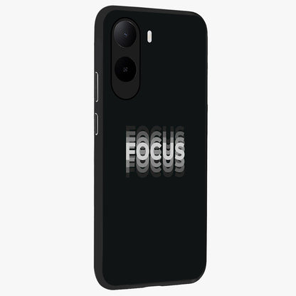 Focus Mode On Glass Case upright view showcasing strong typography statement with sleek motivational theme.