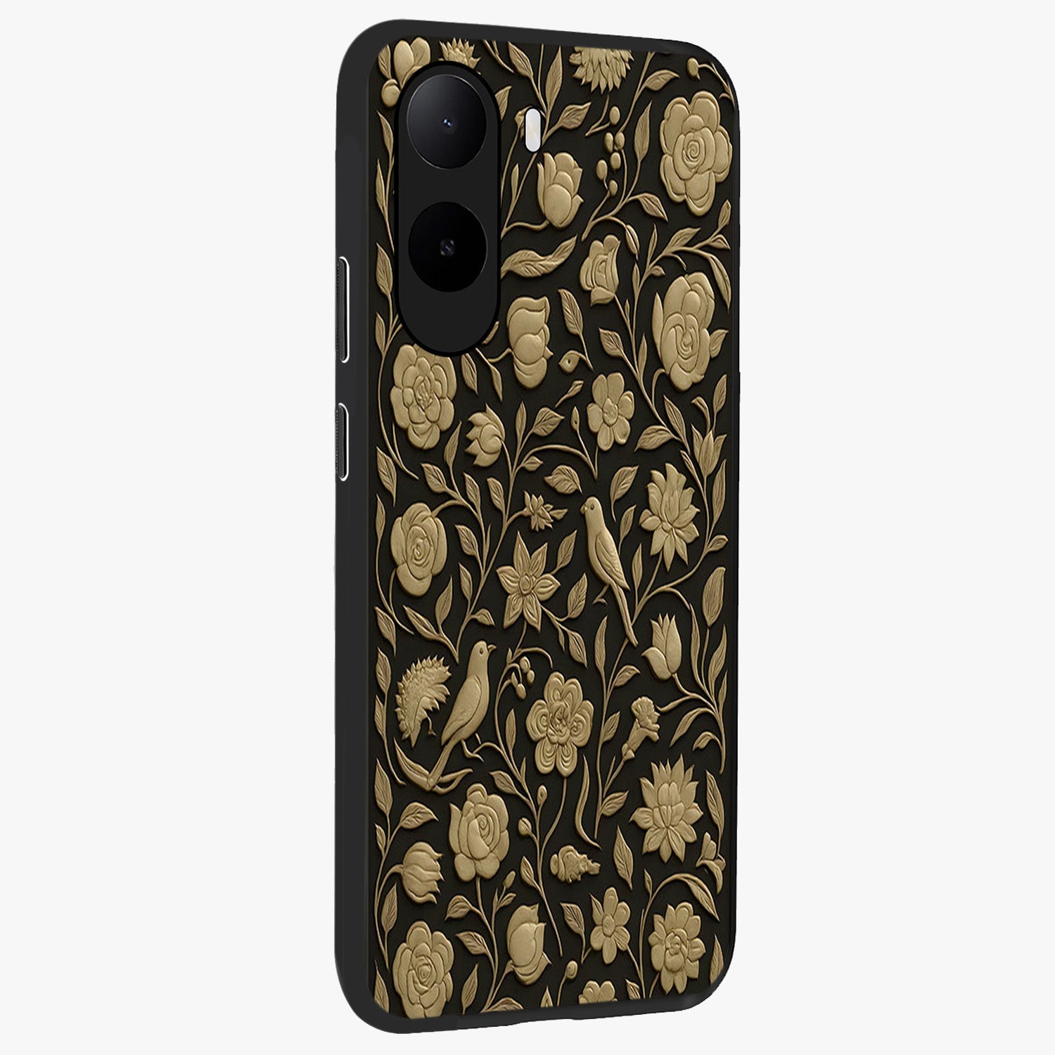 Golden Evil Eye Mandala Glass Case upright view showcasing decorative evil eye mandala artwork with spiritual aesthetic style.