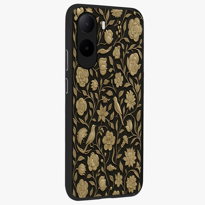 Golden Evil Eye Mandala Glass Case upright view showcasing decorative evil eye mandala artwork with spiritual aesthetic style.